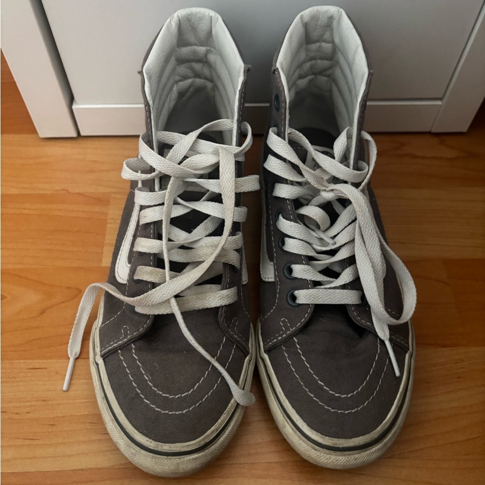 Vans Gray and White High-Top Sneakers